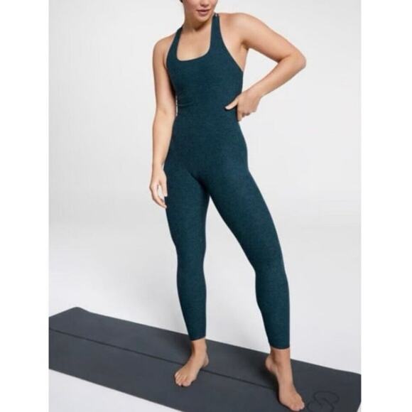 Calia LustraLux Bodysuit Pants Strappy Back Deep Aqua Blue Size Medium - Picture 11 of 11